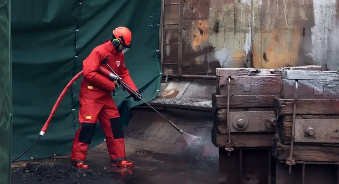 What PPE is required for high pressure water jetting?